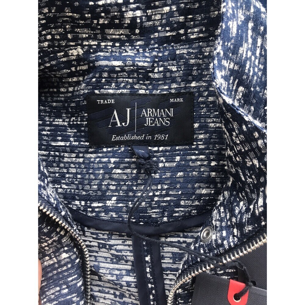 Armani Jeans Women's Jacquard Canvas Light Spring Jacket Dark Blue Size 40 $380 - Picture 11 of 15